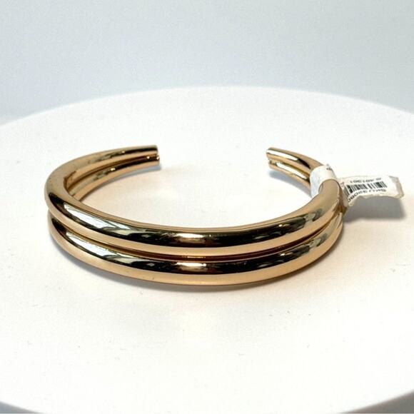 Ann Taylor LOFT Gold Bangle Stacked Bracelet Cuff Statement - Picture 1 of 5